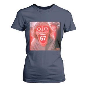 67 Mason Kid Glitchcore Graphic T Shirt For Women Screaming Boy Six Seven Viral Meme Devil Edit TS02 Navy Print Your Wear