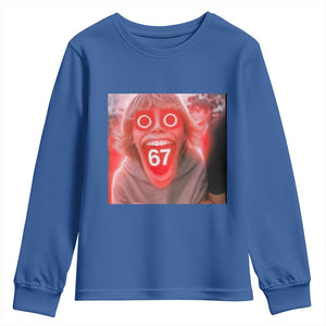67 Mason Kid Glitchcore Graphic Youth Sweatshirt Screaming Boy Six Seven Viral Meme Devil Edit TS02 Royal Blue Print Your Wear