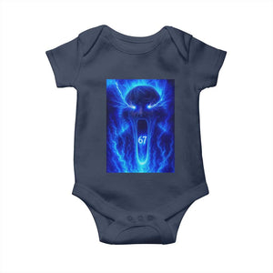 Six Seven Energy Overload Graphic Baby Onesie 67 Mason Kid Analog Horror Meme TS02 Navy Print Your Wear