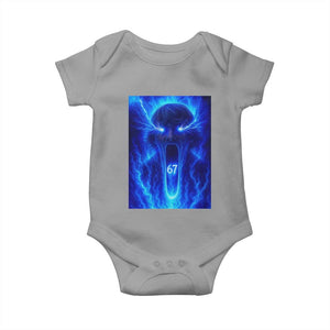 Six Seven Energy Overload Graphic Baby Onesie 67 Mason Kid Analog Horror Meme TS02 Sport Gray Print Your Wear
