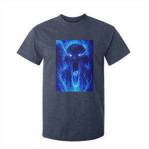 Six Seven Energy Overload Graphic T Shirt For Kid 67 Mason Kid Analog Horror Meme TS02 Navy Print Your Wear