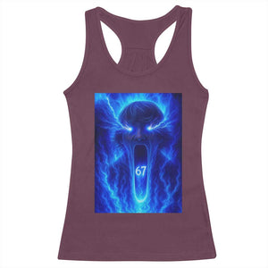 Six Seven Energy Overload Graphic Racerback Tank Top 67 Mason Kid Analog Horror Meme TS02 Maroon Print Your Wear