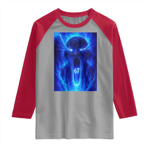 Six Seven Energy Overload Graphic Raglan Shirt 67 Mason Kid Analog Horror Meme TS02 Sport Gray Red Print Your Wear