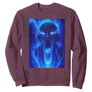 Six Seven Energy Overload Graphic Sweatshirt 67 Mason Kid Analog Horror Meme TS02 Maroon Print Your Wear