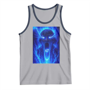 Six Seven Energy Overload Graphic Tank Top 67 Mason Kid Analog Horror Meme TS02 Athletic Heather Navy Print Your Wear