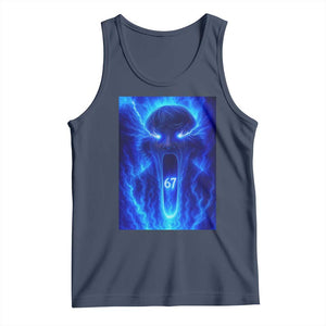 Six Seven Energy Overload Graphic Tank Top 67 Mason Kid Analog Horror Meme TS02 Navy Print Your Wear