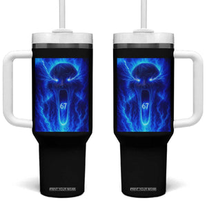 Six Seven Energy Overload Graphic Tumbler With Handle 67 Mason Kid Analog Horror Meme TS02 One Size: 40 oz Black Print Your Wear