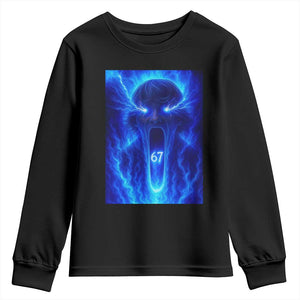 Six Seven Energy Overload Graphic Youth Sweatshirt 67 Mason Kid Analog Horror Meme TS02 Black Print Your Wear