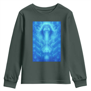 Divine 67 Meme Youth Sweatshirt Celestial Mason 6 7 Spiritual Six Seven Angelcore TS02 Dark Forest Green Print Your Wear