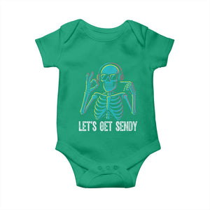 Lets Get Sendy Skeleton Baby Onesie Full Send Vibes Glowcore TS02 Irish Green Print Your Wear