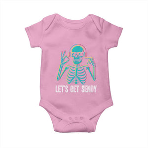 Lets Get Sendy Skeleton Baby Onesie Full Send Vibes Glowcore TS02 Light Pink Print Your Wear