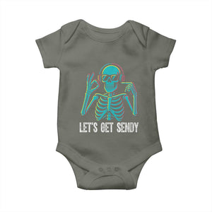 Lets Get Sendy Skeleton Baby Onesie Full Send Vibes Glowcore TS02 Military Green Print Your Wear