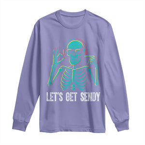 Lets Get Sendy Skeleton Long Sleeve Shirt Full Send Vibes Glowcore TS02 Violet Print Your Wear