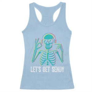 Lets Get Sendy Skeleton Racerback Tank Top Full Send Vibes Glowcore TS02 Light Blue Print Your Wear