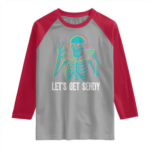 Lets Get Sendy Skeleton Raglan Shirt Full Send Vibes Glowcore TS02 Sport Gray Red Print Your Wear