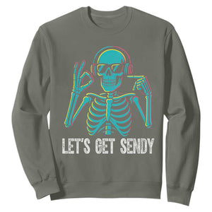 Lets Get Sendy Skeleton Sweatshirt Full Send Vibes Glowcore TS02 Military Green Print Your Wear