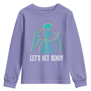 Lets Get Sendy Skeleton Youth Sweatshirt Full Send Vibes Glowcore TS02 Violet Print Your Wear