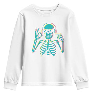 Lets Get Sendy Skeleton Youth Sweatshirt Full Send Vibes Glowcore TS02 White Print Your Wear