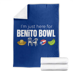 I'm Just Here for the Benito Bowl Funny Puerto Rican Game Day Throw Blanket Plantains Chairs and Flag Music Fans TS02 Royal Blue Print Your Wear