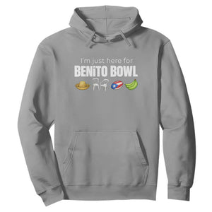 I'm Just Here for the Benito Bowl Funny Puerto Rican Game Day Hoodie Plantains Chairs and Flag Music Fans TS02 Sport Gray Print Your Wear