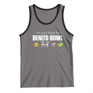 I'm Just Here for the Benito Bowl Funny Puerto Rican Game Day Tank Top Plantains Chairs and Flag Music Fans TS02 Deep Heather Black Print Your Wear