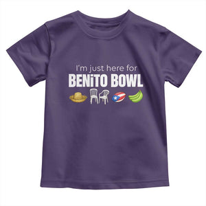 I'm Just Here for the Benito Bowl Funny Puerto Rican Game Day Toddler T Shirt Plantains Chairs and Flag Music Fans TS02 Purple Print Your Wear