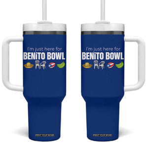 I'm Just Here for the Benito Bowl Funny Puerto Rican Game Day Tumbler With Handle Plantains Chairs and Flag Music Fans TS02 One Size: 40 oz Royal Blue Print Your Wear