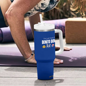 I'm Just Here for the Benito Bowl Funny Puerto Rican Game Day Tumbler With Handle Plantains Chairs and Flag Music Fans TS02 Print Your Wear