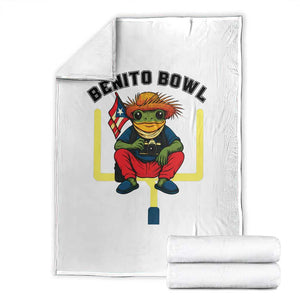 Benito Bowl Coquí Frog Football Throw Blanket Funny Puerto Rico Flag Game Day Music Fans TS02 White Print Your Wear