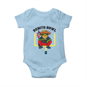 Benito Bowl Coquí Frog Football Baby Onesie Funny Puerto Rico Flag Game Day Music Fans TS02 Light Blue Print Your Wear