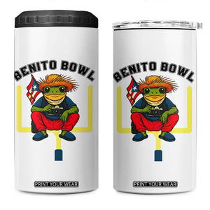 Benito Bowl Coquí Frog Football 4 in 1 Can Cooler Tumbler Funny Puerto Rico Flag Game Day Music Fans TS02 One Size: 16 oz White Print Your Wear
