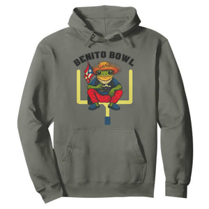 Benito Bowl Coquí Frog Football Hoodie Funny Puerto Rico Flag Game Day Music Fans TS02 Military Green Print Your Wear