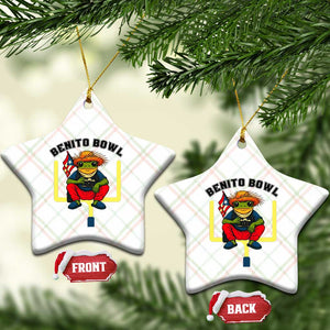 Benito Bowl Coquí Frog Football Ceramic Ornament Funny Puerto Rico Flag Game Day Music Fans TS02 Print Your Wear