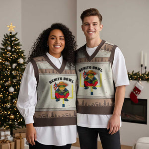 Benito Bowl Coquí Frog Football V-Neck Knit Sweater Vest Funny Puerto Rico Flag Game Day Music Fans TS02 Print Your Wear