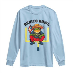Benito Bowl Coquí Frog Football Long Sleeve Shirt Funny Puerto Rico Flag Game Day Music Fans TS02 Light Blue Print Your Wear