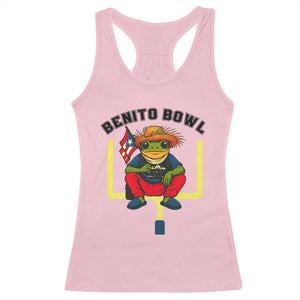 Benito Bowl Coquí Frog Football Racerback Tank Top Funny Puerto Rico Flag Game Day Music Fans TS02 Light Pink Print Your Wear