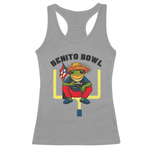 Benito Bowl Coquí Frog Football Racerback Tank Top Funny Puerto Rico Flag Game Day Music Fans TS02 Sport Gray Print Your Wear