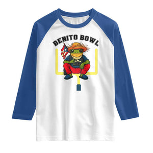 Benito Bowl Coquí Frog Football Raglan Shirt Funny Puerto Rico Flag Game Day Music Fans TS02 White Royal Print Your Wear