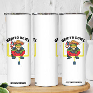 Benito Bowl Coquí Frog Football Skinny Tumbler Funny Puerto Rico Flag Game Day Music Fans TS02 Print Your Wear