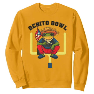 Benito Bowl Coquí Frog Football Sweatshirt Funny Puerto Rico Flag Game Day Music Fans TS02 Gold Print Your Wear