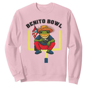 Benito Bowl Coquí Frog Football Sweatshirt Funny Puerto Rico Flag Game Day Music Fans TS02 Light Pink Print Your Wear