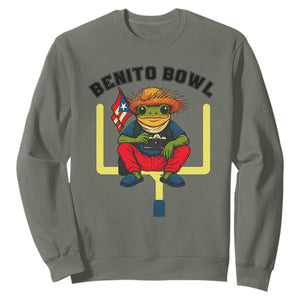 Benito Bowl Coquí Frog Football Sweatshirt Funny Puerto Rico Flag Game Day Music Fans TS02 Military Green Print Your Wear