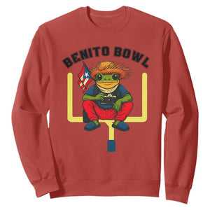 Benito Bowl Coquí Frog Football Sweatshirt Funny Puerto Rico Flag Game Day Music Fans TS02 Red Print Your Wear