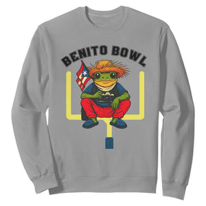 Benito Bowl Coquí Frog Football Sweatshirt Funny Puerto Rico Flag Game Day Music Fans TS02 Sport Gray Print Your Wear