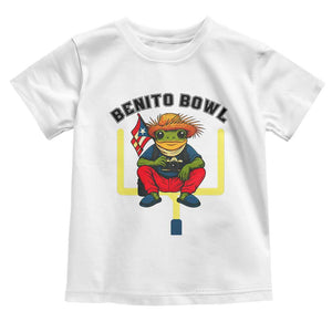 Benito Bowl Coquí Frog Football Toddler T Shirt Funny Puerto Rico Flag Game Day Music Fans TS02 White Print Your Wear