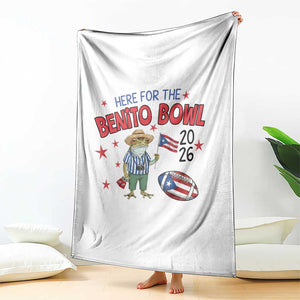 Here for the Benito Bowl 2026 Coquí Frog Throw Blanket Puerto Rican Funny Football Music Fans TS02 Print Your Wear