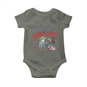 Here for the Benito Bowl 2026 Coquí Frog Baby Onesie Puerto Rican Funny Football Music Fans TS02 Military Green Print Your Wear