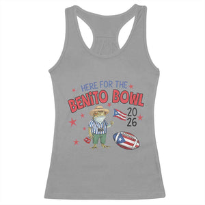 Here for the Benito Bowl 2026 Coquí Frog Racerback Tank Top Puerto Rican Funny Football Music Fans TS02 Sport Gray Print Your Wear
