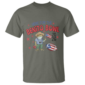 Here for the Benito Bowl 2026 Coquí Frog T Shirt Puerto Rican Funny Football Music Fans TS02 Military Green Print Your Wear