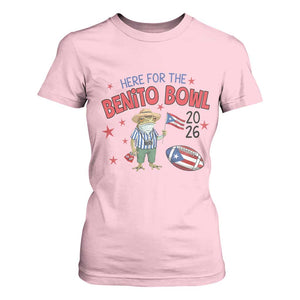 Here for the Benito Bowl 2026 Coquí Frog T Shirt For Women Puerto Rican Funny Football Music Fans TS02 Light Pink Print Your Wear